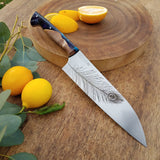 NORA #1425 - 7.5' AEB-L Stainless Santoku - Peacock