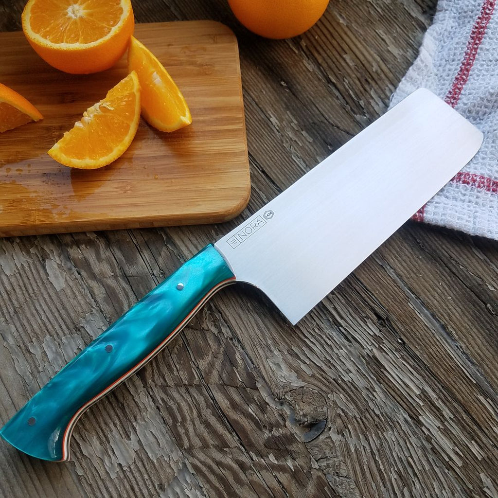 NORA Nakiri #1434 - AEB-L Stainless Steel - Teal | Orange | White