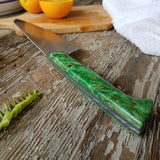 NORA #1466 - 8' AEB-L Gyuto - Dyed & Stabilized Green Maple