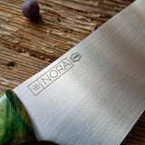NORA #1466 - 8' AEB-L Gyuto - Dyed & Stabilized Green Maple
