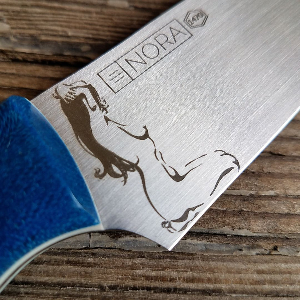 NORA #1470: Rhiannon - 6.5 Inch Utility - Swirled Blue Micarta
