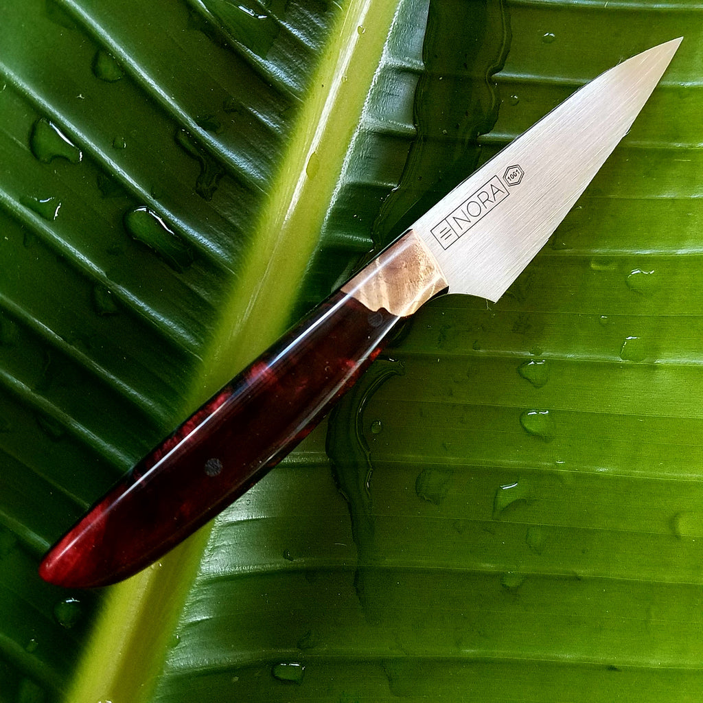NORA Paring Knife #1001 - Ruby Red Shokwood