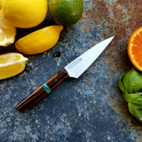 NORA #1258 - 3.5 Inch Paring - Chef of the F*cking Year (Cocobolo & Teal Box Elder)