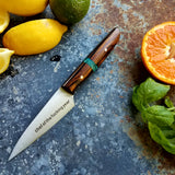 NORA #1258 - 3.5 Inch Paring - Chef of the F*cking Year (Cocobolo & Teal Box Elder)