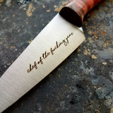 NORA #1263 - 3.5 Inch Paring - Chef of the F*cking Year (Pink Curly maple)