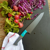 NORA # 1318 - CPM M4 8' Gyuto - Teal | Gray | Yellow