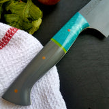 NORA # 1318 - CPM M4 8' Gyuto - Teal | Gray | Yellow