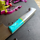 NORA # 1318 - CPM M4 8' Gyuto - Teal | Gray | Yellow