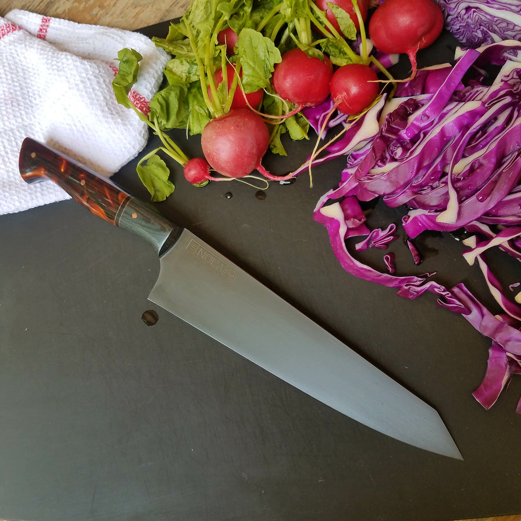NORA # 1320 - CPM M4 8' Gyuto - Black Micarta | Copper | Kirinite