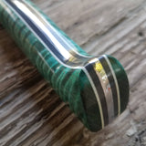 NORA #1515 - 7.5" Chef - 01 Carbon Steel - HARD USE - Teal Blue Fiddleback Maple