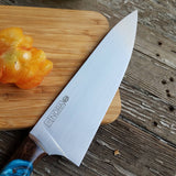 NORA #1514 - 7.5" Chef - 01 Carbon Steel - LASER - Witte Teal Shokwood