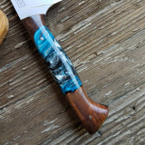 NORA #1514 - 7.5" Chef - 01 Carbon Steel - LASER - Witte Teal Shokwood