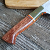 NORA #1513 - 7.5" Chef - 01 Carbon Steel - LASER - Camo Green & Bubinga