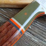 NORA #1513 - 7.5" Chef - 01 Carbon Steel - LASER - Camo Green & Bubinga