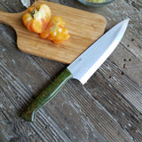 NORA #1516 - 7.5" Deba - 01 Carbon Steel - Redwood Burl (Green)