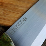 NORA #1516 - 7.5" Deba - 01 Carbon Steel - Redwood Burl (Green)
