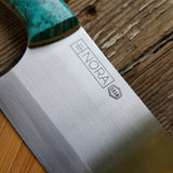 NORA #1518 - 7.5" Deba - 01 Carbon Steel - Walnut & Teal Blue Box Elder