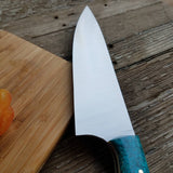 NORA #1518 - 7.5" Deba - 01 Carbon Steel - Walnut & Teal Blue Box Elder