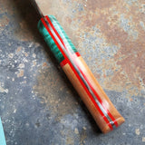 BF2019 - NORA #1601 - 7.5 Santoku - Dyed Curly Maple & Cherry Wood