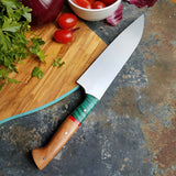 BF2019 - NORA #1601 - 7.5 Santoku - Dyed Curly Maple & Cherry Wood