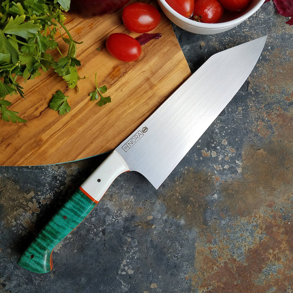 BF2019 - NORA #1600 - 7.5 Kiritsuke - White G10 & Teal Maple