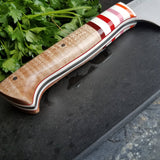 BF2019 - NORA #1610 - 7.5 Santoku - Curly Maple & Stripes