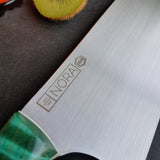NORA #1616 - 10 Inch Kiritsuke - Teal Blue Fiddleback Maple