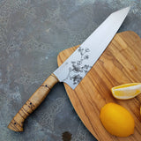 NORA #1643 - O1 Carbon Steel - 10 Inch Kiritsuke - Cherry Blossoms