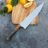 NORA #1644 - 10 Inch Chef - O1 Carbon Steel - OD Green G10 & Burlap Micarta