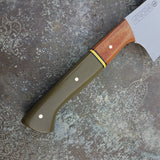 NORA #1644 - 10 Inch Chef - O1 Carbon Steel - OD Green G10 & Burlap Micarta