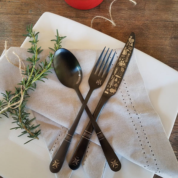 Lapland Forest' Flatware - Stainless Steel Black PVD Flatware – Nora Knives