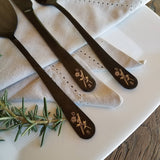 Custom Flatware 'Blade & Bloom' Sweetheart Set - Stainless Steel Black PVD Flatware
