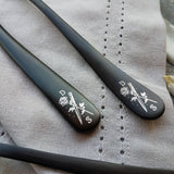 Custom Flatware 'Blade & Bloom' Sweetheart Set - Stainless Steel Black PVD Flatware