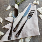 Custom Flatware 'Blade & Bloom' Sweetheart Set - Stainless Steel Black PVD Flatware