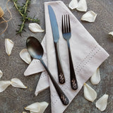 Custom Flatware 'Blade & Bloom' Sweetheart Set - Stainless Steel Black PVD Flatware