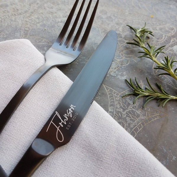 Lapland Forest' Flatware - Stainless Steel Black PVD Flatware – Nora Knives