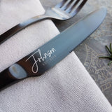 Custom Family Name Flatware - Stainless Steel Black PVD Flatware