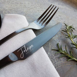 Custom Family Name Flatware - Stainless Steel Black PVD Flatware