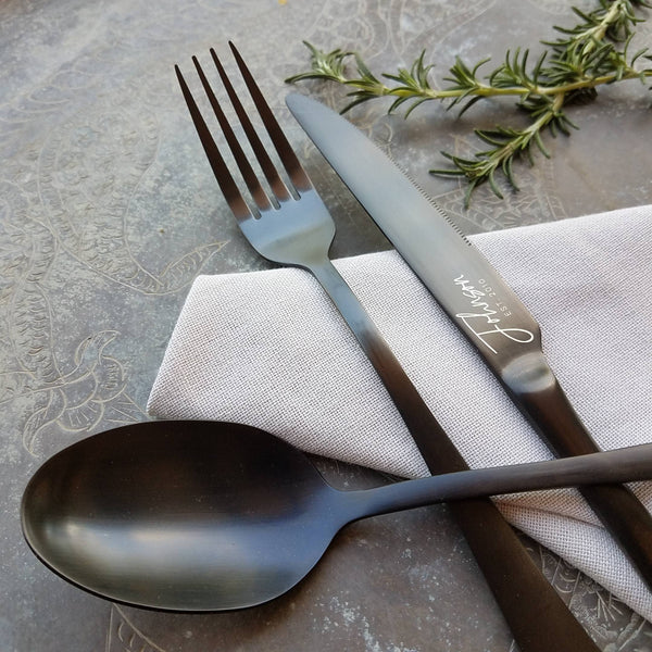 Lapland Forest' Flatware - Stainless Steel Black PVD Flatware – Nora Knives