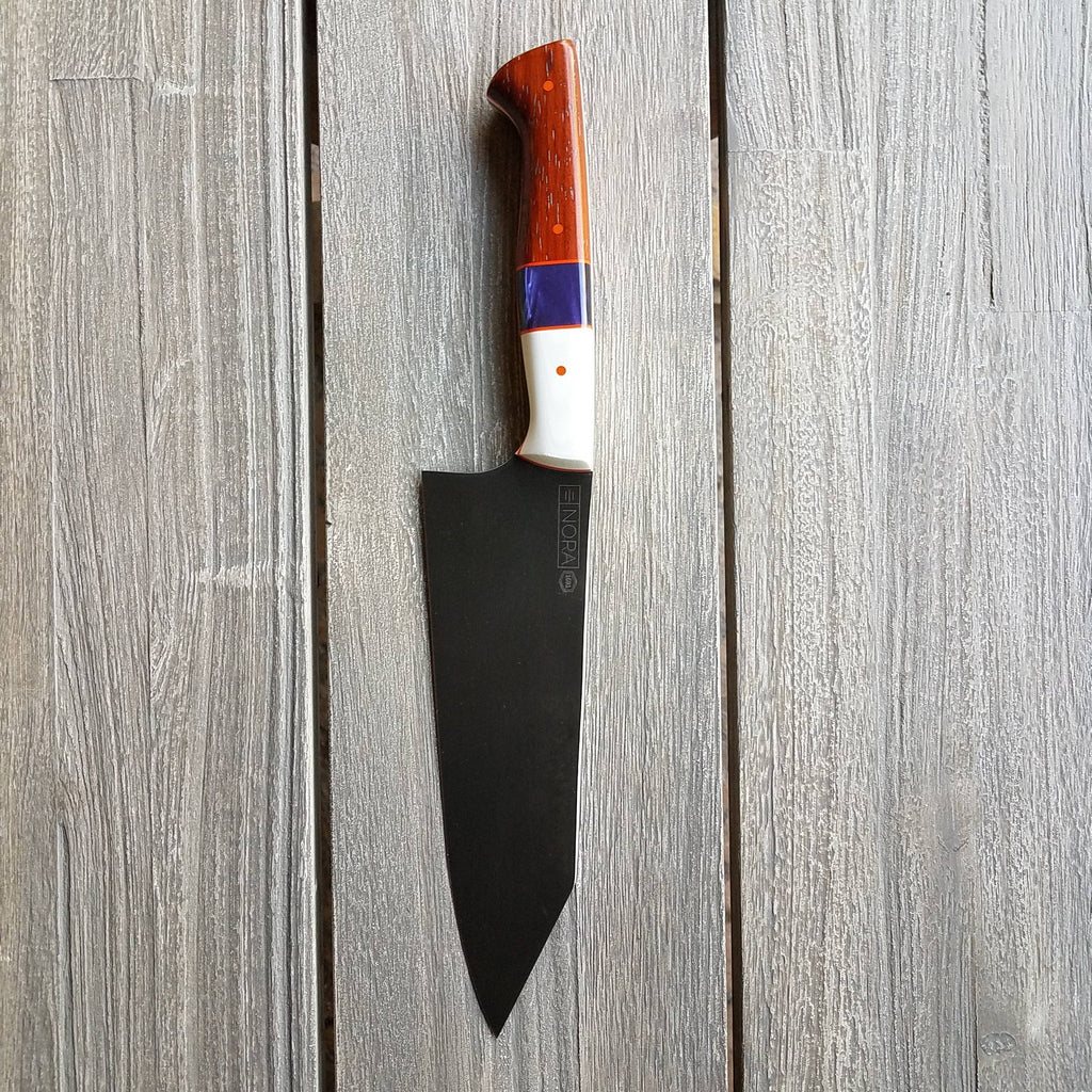 NORA #1691 - 7.5" CPM-M4 Kiritsuke - Padauk | Purple | White | Orange