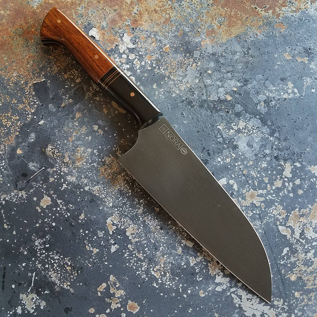 2021 - NORA #1695 - CPM-M4 Compact Santoku Arizona Ironwood | Black G 10 | Copper