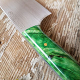 NORA #1466 - 8' AEB-L Gyuto - Dyed & Stabilized Green Maple