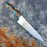 Chef #1101 - 52100 Carbon Steel - Teal Dots