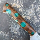 Chef #1101 - 52100 Carbon Steel - Teal Dots