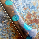 Chef #1101 - 52100 Carbon Steel - Teal Dots