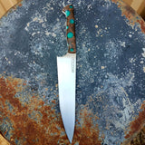 Chef #1101 - 52100 Carbon Steel - Teal Dots