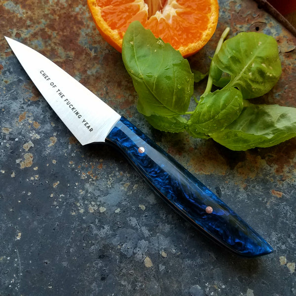 NORA #1257  - 3.5 Inch Paring - Chef of the F*cking Year (Blue Shokres)