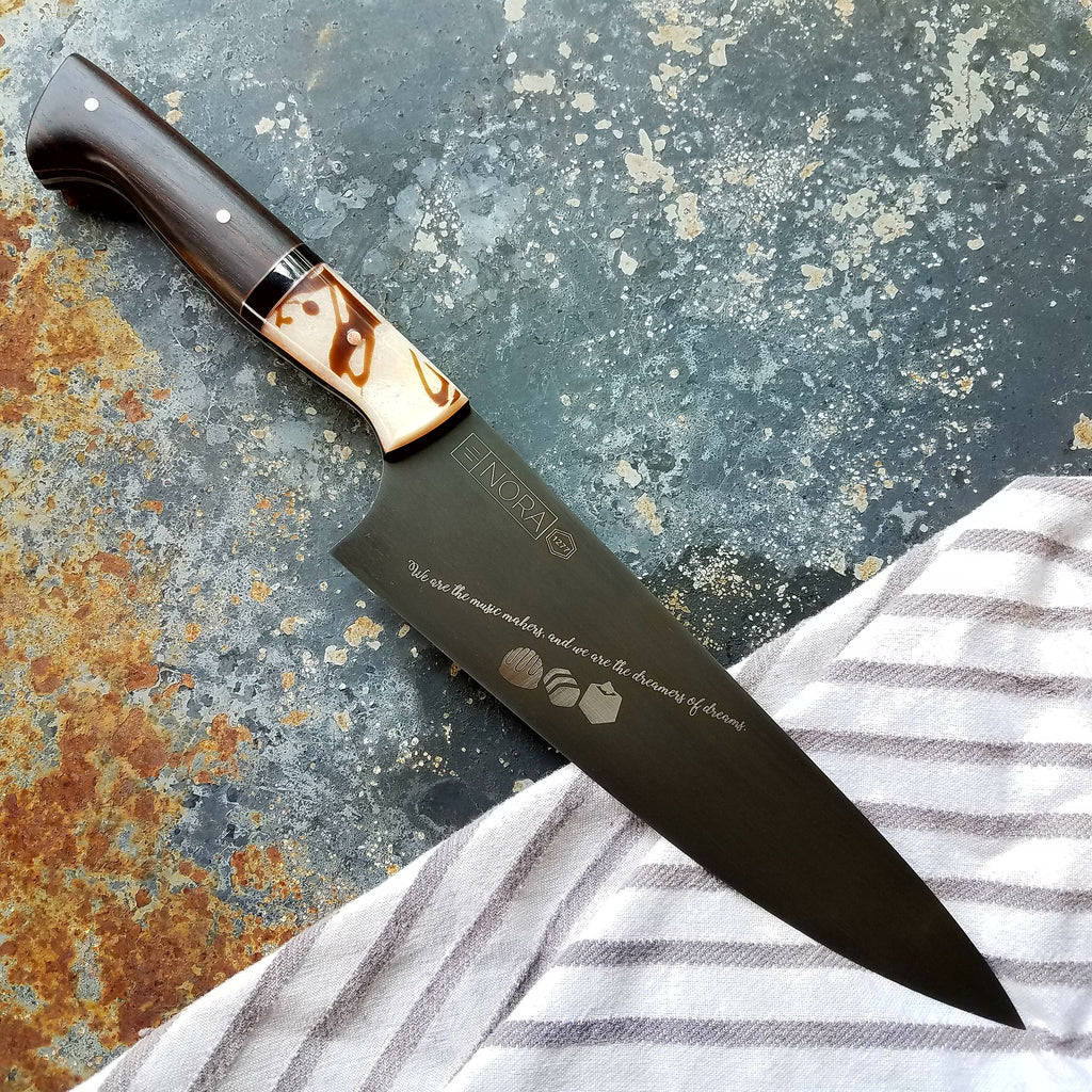 NORA #1277 - CPM-M4 Carbon Steel Gyuto - Chocolate!