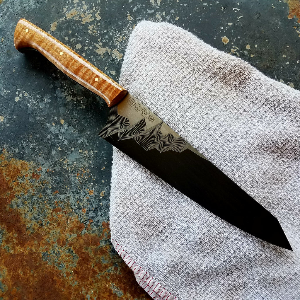 NORA #1281 - CPM-M4 8 Inch Gyuto - Curly Maple