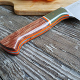 NORA #1513 - 7.5" Chef - 01 Carbon Steel - LASER - Camo Green & Bubinga